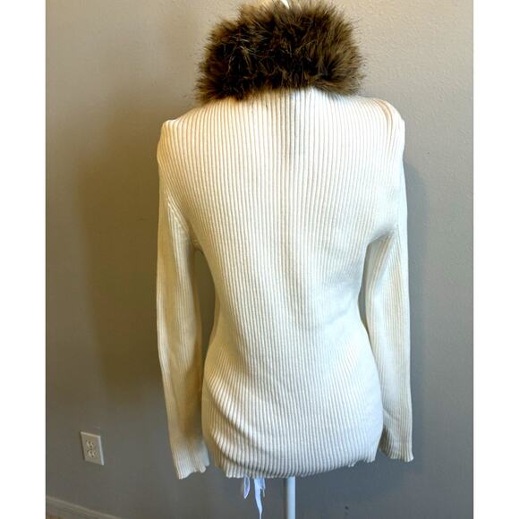 VTG RALPH LAUREN QUILTED FLEECE FUR Collar Hollywood Glam Corporate Ivory RARE M - Picture 3 of 16